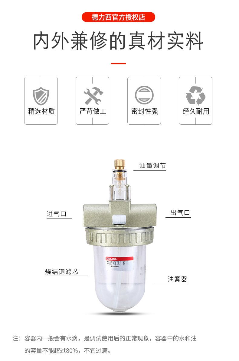 德力西QIU-8/10/15/20/25/35/40/50氣源處理器 油霧器 給油器