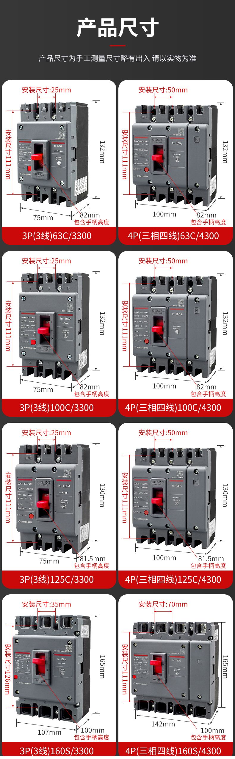 德力西CDM3S塑殼斷路器 空氣開關(guān) 新升級新款3P4P三相四相 10A~1600A多規(guī)格可選